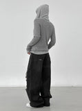 Button loose fit hooded long sleeve