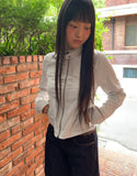 Muhi No Collar Neck Strap Two-Button Two-Pocket Crop Jacket