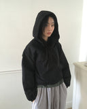 Comille Half Button Padded Hood Anorak Sweatshirt