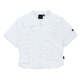 SHIRRING COTTON ZIP UP