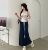 Color Matching Layered Maxi H-line Long Skirt