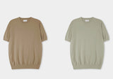 Muscle fit linen short sleeve knitwear