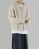 Rope hooded zip up knit