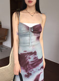 Reva Tie Dye Printed Shirring Strap Long One Piece