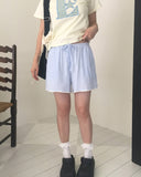 Momu stripe button lace cotton short pants