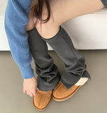 Rib Knit Slit Long Leg Warmer