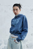 (W) DOODLE HEART CROP HOODIE