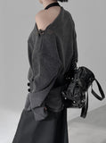 Toggle Boat Neck Loose Fit Long Sleeve Tee