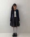 Mien Round Button Long Sleeve Cardigan