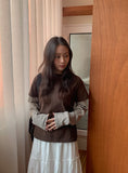 [BAONHAUS] Crein Stripe Color Matching Layered Long Sleeve Tee