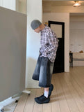 Steel black bermuda denim jeans