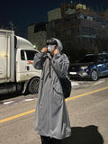 Long Maxi Overfit Hooded Trench Coat