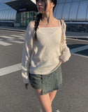 Qwerty Denim Pleated Mini Skirt