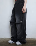 Eyelet Pintuck Black Denim