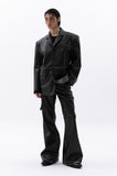 rockstern washing leather bootcut pants