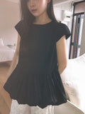 Ahidi Balloon Pumpkin Cap Sleeve Blouse