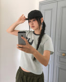 Neku Vintage Stripe Lettering Print Short Sleeve T-Shirt