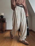Coz pin tuck half banding wide slacks