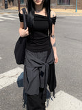 Jed Off-Shoulder Shirring T-shirt