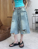 Hike Damaged Bermuda Denim