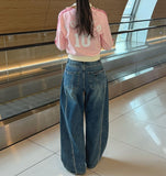 Tokyo Lettering High Neck Color Matching Pink Crop Jersey