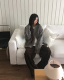 Dubo Mohair Fur Brush Zipper Hooded Zip-Up