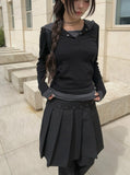 Inkku Midi Pleated Eyelet Skirt Pants