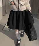 Juku suede midi pintuck skirt