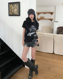 Grunge Vintage Photo Print Short Sleeve T-shirt