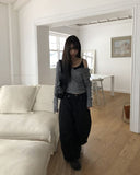 Jinu Sleeve Button Ribbed Wrap Hoodie