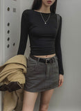 [U-BASIC] Soft Ribbed Round Crop Long Sleeve