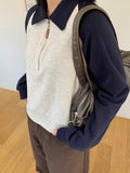 Henbo color matching half-zip crop sweatshirt