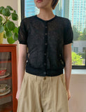 Setdri Linen Short Sleeve Round Cardigan