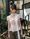 Burun Strap Frill Short Sleeve Blouse