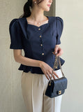 Cloa Heartneck Puff Peplum Jacket Blouse