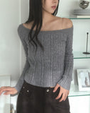 Linko cable slim fit off-shoulder knit