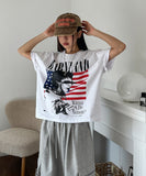 Land semi-crop over short sleeves