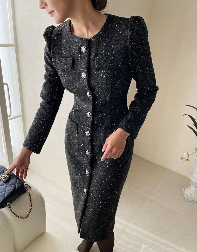 【I AM MARI】23FW★ Duel Glitter Pocket Tweed One Piece I AM MARI (アイアムマリ) - デュエルグリッターポケット