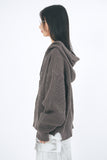 Mild sleeve wamer over knit hood zip-up