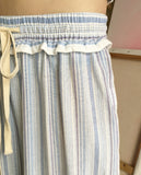 Niku Stripe Frill Banding Wide Pants