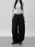 Flap Cotton Denim Pants