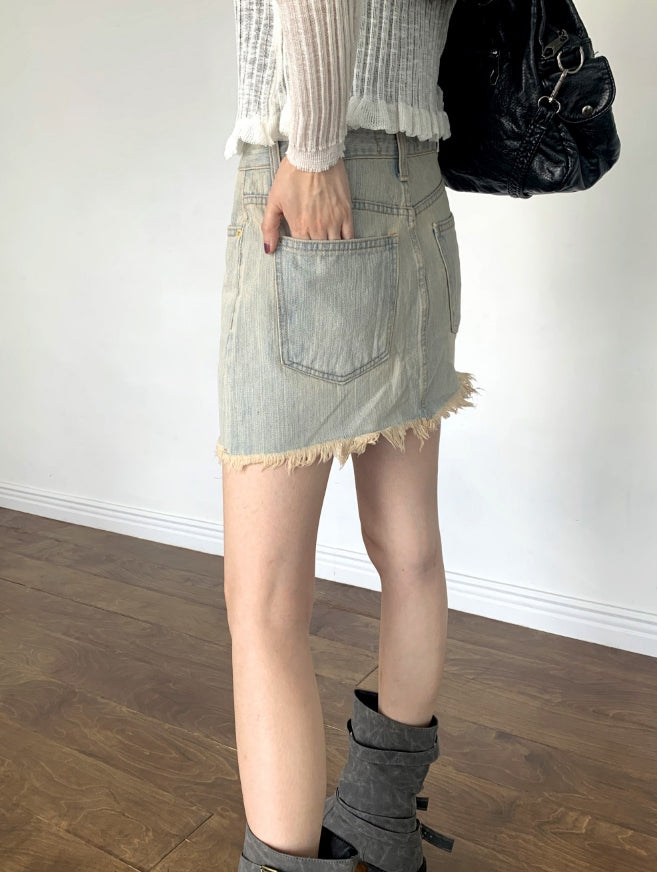 【WONDER WONDER】Rattan Vintage Washed Surgical Mini Skirt WONDER WONDER (ワンダーワンダー) - コットンビンテージ