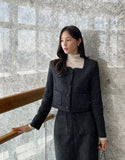 Coner Square Neck Tweed Jacket