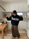 [unisex] Cots Lettering Round Over Knit