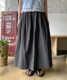 Menbi Pin Tuck Banding Nylon Carpender Long Skirt