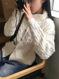 Robe Collar High-Neck Avant Cable Knit Long Sleeve Cardigan