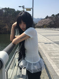 [Scarf set] Mellan Dot Muffler Frill T-shirt Set
