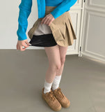 A-Line Pleats Mini Side Zipper Skirt Pants