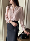 Rund shawl collar puff blouse