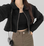 Suede Collar Crop Jacket